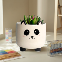 Vente en gros mini pot de succulentes kit de peinture en céramique découpée pour bricolage pinceau en métal écologique couleurs cadeaux de promotion mini pour enfants