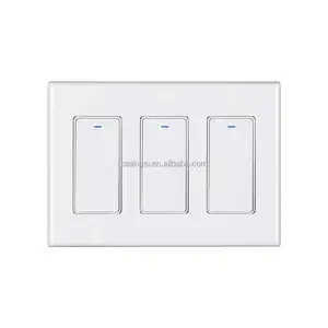 WiFi Wall Push Button Smart Light Switch No Screw Panel 3 Gang US standard Smart Life/Tuya APP Wireless Remote Control