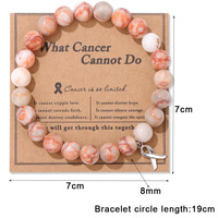 Prevención del cáncer Cinta roja Colgante Polvo Cristal Piedra natural Pulsera con cuentas Lo que el cáncer no puede hacer Tarjeta de regalo