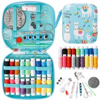 Kit de couture DIY tendance : Ensemble d'accessoires, ciseaux, kit de couture en cuir PU, fil de polyester, étui complet, outils, perforateur, portable pour hôtel
