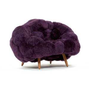 Fauteuils en fausse fourrure pour fauteuils de détente, salon, hôtel, ajoutant élégance et fonctionnalité, fauteuils en peau de mouton avec pieds en bois à vendre - Product Image 3