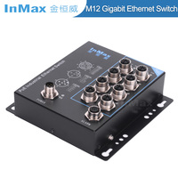 Commutateur InMax M12 48V PoE 8 ports 10/100/1000 Mbps, prise aviation M12, commutateur réseau Ethernet industriel, commutateur PoE M12