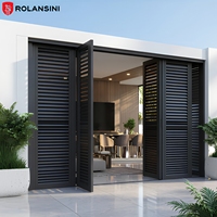 Porte à persiennes horizontales en aluminium pliable Rolansini, cadre moderne pour extérieur, certifiée AS2047, anti-corrosion