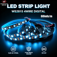 Bande LED numérique WS2815 DC12V 60 LED/m 10mm 5050 RGB PCB noir SPI Pixel Dream Color Magic Led Strip Light 14.4W 60 pixels