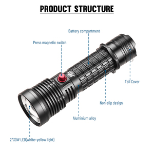 Vàng + trắng màu sắc bền lặn Torch Led đèn pin dưới nước không thấm nước có thể sạc lại Scuba ánh sáng - Product Image 3