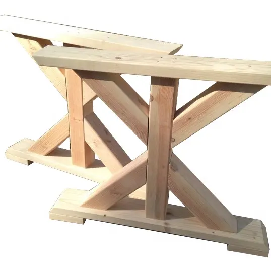 Nieuwe Ontwerp Gesneden Massief Houten Meubelen X-Frame Houten Tafel Benen Koffie Kantoor Eettafel Benen