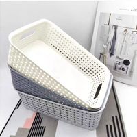 Panier de rangement en plastique à motif rotin pour le bureau et la maison, produit de bureau, boîte de rangement pour jouets et articles divers