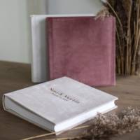 Album photo en tissu velours doux et fin, personnalisé pour un anniversaire de mariage, taille personnalisée, couleur unie, lettrage doré à chaud