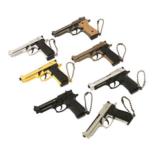 Portachiavi <span class=keywords><strong>a</strong></span> Forma di Pistola <span class=keywords><strong>Beretta</strong></span> M92 M92F Dorata, Modello Realistico in Metallo, Miniatura con Proiettili - Product Image 1