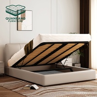 Lit en cuir design italien moderne pour chambre à coucher, base de lit en cuir, taille King/Queen, cadre de lit double haut de gamme pour chambre parentale, lits en cuir