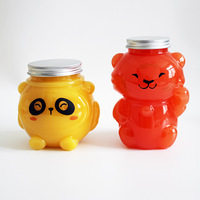 Bouteille en plastique transparente vide de 350 ml à 500 ml en forme d'animaux de dessin animé pour thé au lait, boissons gazeuses, jus d'orange