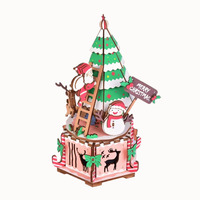 KNOWME 3D Miniature Maison de Poupée Puzzle en Bois DIY Modèle avec Boîte à Musique Jouet Unique pour Enfants Jouet en Bois Promotionnel