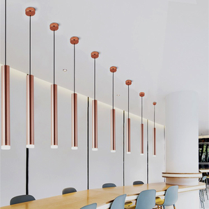 Lustre de cuisine moderne pour salon, lampe suspendue en aluminium en forme de tube cylindrique, <span class=keywords><strong>luminaire</strong></span> LED à tube <span class=keywords><strong>long</strong></span> monté sur rail - Product Image 3