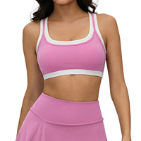 Soutien-gorge de sport respirant à maintien élevé pour femme, avec coussinets amovibles, sensation seconde peau, couleurs contrastées, ensemble deux pièces pour le yoga