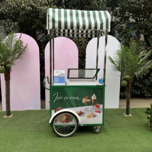 Nouveau chariot de présentation de gelato italien design 220V en acier inoxydable pour la restauration rapide, les marchés nocturnes, les boutiques alimentaires et les restaurants - Product Image 3