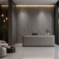 Dalle en pierre frittée gris foncé moderne Pupess 1600x3200mm, aspect marbre gris industriel, dalle en porcelaine pour la décoration intérieure moderne