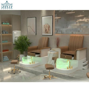 Moderno lujo belleza salón de uñas muebles pedicura Silla de alta calidad Silla de uñas placa de cerámica con función de perforación de luz - Product Image 2