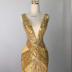 Sleeveless Mermaid Silk Dress with High-End Rhinestones for Women High Street Style from Vietnam - Product Image 1