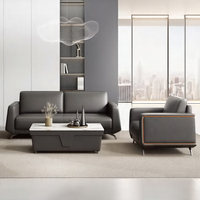 Conjunto de sofá de oficina modular multifuncional de lujo, moderno y ligero, diseño con cubierta de cuero, áreas de recepción, sofás públicos