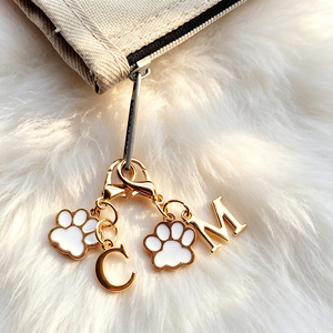 Trendy Enamel Paw Print Initial Letter <b>Keychain</b> Swivel Lobster Clasp <b>Custom</b> Alphabet Bag Charm Accessories For Girls - Product Image 4