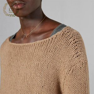 KD fabricant de tricots en <span class=keywords><strong>laine</strong></span> beige <span class=keywords><strong>col</strong></span> <span class=keywords><strong>bateau</strong></span> manches longues épaules tombantes ourlet roulé sweats hommes <span class=keywords><strong>pull</strong></span> <span class=keywords><strong>pull</strong></span> - Product Image 5