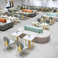 Ensemble de chaises de table à manger modernes et durables pour café, thé au lait, restaurant, salon pour écoles-Nouvelle combinaison de canapés Western Booth