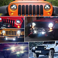 Ensemble de phares de voiture LED de 7 pouces pour Jeep Land Rover, feux de jour DRL, phares à yeux d'ange, ampoules de phares, feux de jour