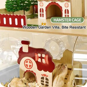 Nouvelle Cage à Hamster en Acrylique 12-en-1 2025 avec Accessoires en Bois, Villa pour Hamster à Deux ou Trois Niveaux avec Tunnel et Roue - Product Image 6