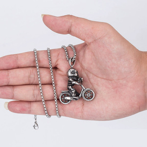yunnique Skeleton Bike Pendant Stainless Steel Necklace Unisex Party Fashion Jewelry - Product Image 3
