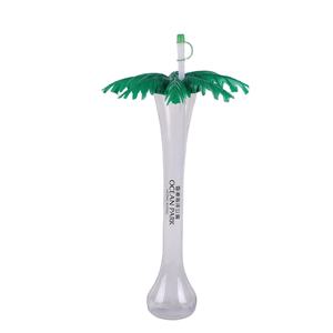 Vaso de Plástico para Fiestas Infantiles con Diseño de Palmera Tropical de Coco, con Pajita y Tapa, Precio Bajo en Promoción - Product Image 1