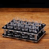 Moins cher Bar fête nouveautés métal acier inoxydable verre à liqueur tasse plateau présentoir support support Barware ensemble