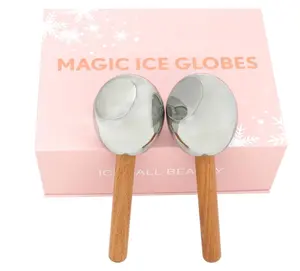 Wholesale Price Custom Facial Ice Globes Massager With Wooden Handle