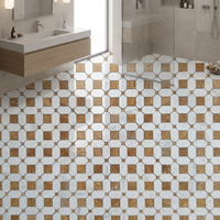 Carrelage en mosaïque de marbre blanc, motif géométrique octogonal allongé, carrelage mural en pierre de travertin pour salle de bain, crédence de cuisine
