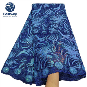 2021 encaje de red suave africano elegante tela de secuencia de Color blanco encaje brillante Venta caliente - Product Image 4