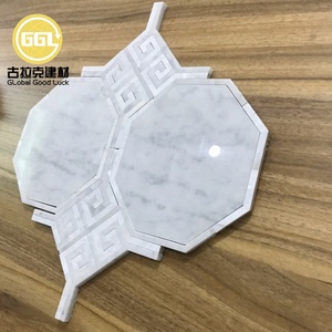 Carrara bằng đá cẩm thạch trắng bằng tia nước đá cẩm thạch khảm vỏ Inlay cho tường trang trí nội thất - Product Image 5