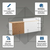 Comptoir de réception professionnel en bois anti-taches moderne, intégré avec caisse et bureau de consultation double usage pour hôtels et centres commerciaux
