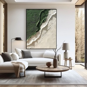 Peinture à l'huile peinte à la main, abstraite, verte et blanche, texturée épaisse, encadrée, art mural 3D sur toile, cadeau de pendaison de crémaillère - Product Image 6