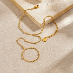 Fashion Chain <b>Bracelet</b> Gold Plated Thin Beaded Link Unisex Jewelry Gift Yiwu Origin B1886 - Product Image 3