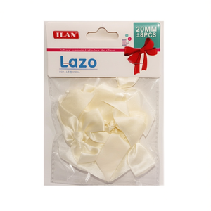 Noeud en satin crème Ilan Lazo 20 mm pour la création de décorations - Product Image 1