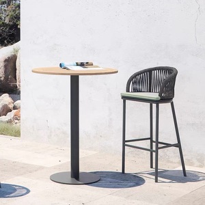 Modern Outdoor <b>bar</b> Chair Rattan Villa Balcony High <b>Stool</b> Hotel Outdoor Leisure Teak <b>bar</b> rope Chair for hotel - Product Image 5