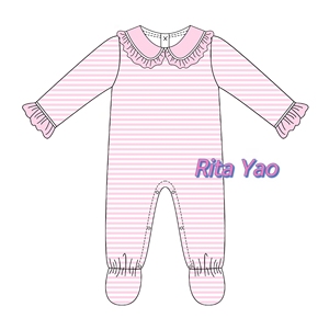 Pyjama Bébé de Noël Rouge en Coton, Combinaison à Col Peter Pan Manches Longues Monogrammée, Robe de Nuit Assortie pour Petite Fille 2026 - Product Image 6