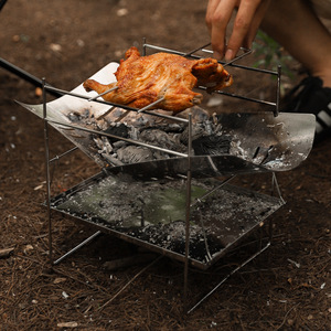 Réchaud à bois portable pliable en acier inoxydable pour la randonnée en plein air, léger et coupe-vent, support de feu de camping - Product Image 5