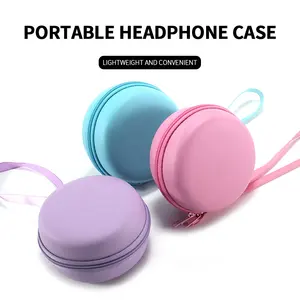 Étui de transport EVA personnalisé pour casque, étui rond pour écouteurs eva pour promotion, étui rigide en forme de pochette cadeau eva en gros