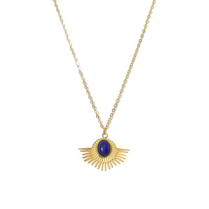 Nouvelle Mode Français Style Vintage Bleu <span class=keywords><strong>Pierre</strong></span> Collier 18k Plaqué Or En Acier Inoxydable Femmes Bijoux Colliers En Vrac En Gros - Product Image 6