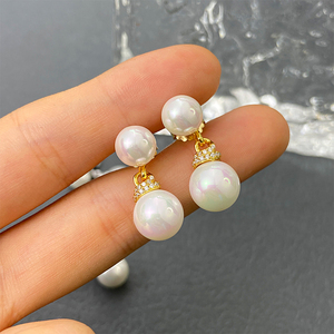 David yurman ต่างหูมุกคู่8 + 10มม. ต่างหูผู้หญิงคุณภาพสูงขายส่ง - Product Image 3