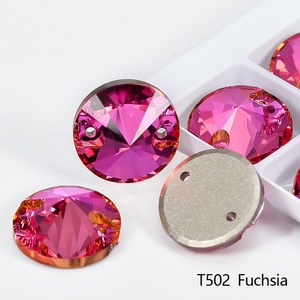 OLeeya Vente en gros de cristaux de strass à coudre de qualité supérieure 5A, forme Rivoli, verre biseauté, dos plat, grands strass à coudre pour vêtements - Product Image 5