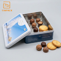 Ventes chaudes - Boîte en étain rectangulaire personnalisée, imprimée et réutilisable, pour le stockage de biscuits, de chocolats et de gâteaux