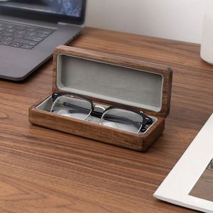 Portable <b>Glasses</b> Box Luxury Walnut Eye <b>Glass</b> Protective <b>Cases</b> with Custom logo - Product Image 3