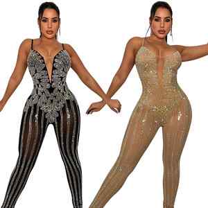 Combinaison courte sans manches de luxe pour femme, de marque célèbre, brodée, en maille, ornée de perles bulles, pour soirées et clubs, style créateur - Product Image 1