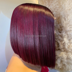 Parrucca Frontale Glueless HD con Chiusura in Pizzo 2*6, Capelli Umani Vietnamiti Double Drawn 12A Lisci Corti Colorati <span class=keywords><strong>Bob</strong></span>, Taglio Blunt Cut SDD, per Donna - Product Image 4